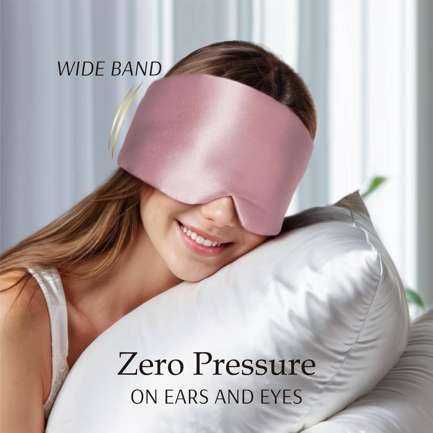 Zenssia 100% Mulberry Silk Sleep Mask Eye Mask for Man and Woman with Adjustable Headband, Full Size Large Sleep Mask & Blindfold for Total Blackout for All Night Sleep, Travel & Nap- Black