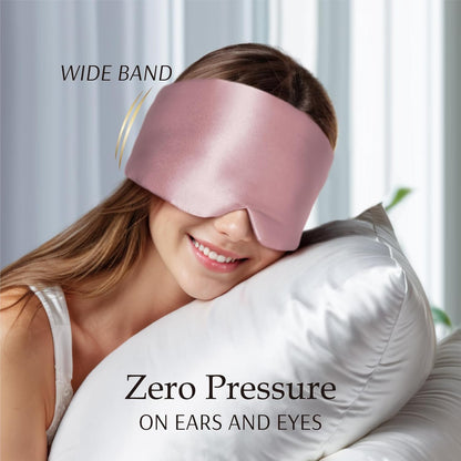 Zenssia 100% Mulberry Silk Sleep Mask Eye Mask for Man and Woman with Adjustable Headband, Full Size Large Sleep Mask & Blindfold for Total Blackout for All Night Sleep, Travel & Nap- Black