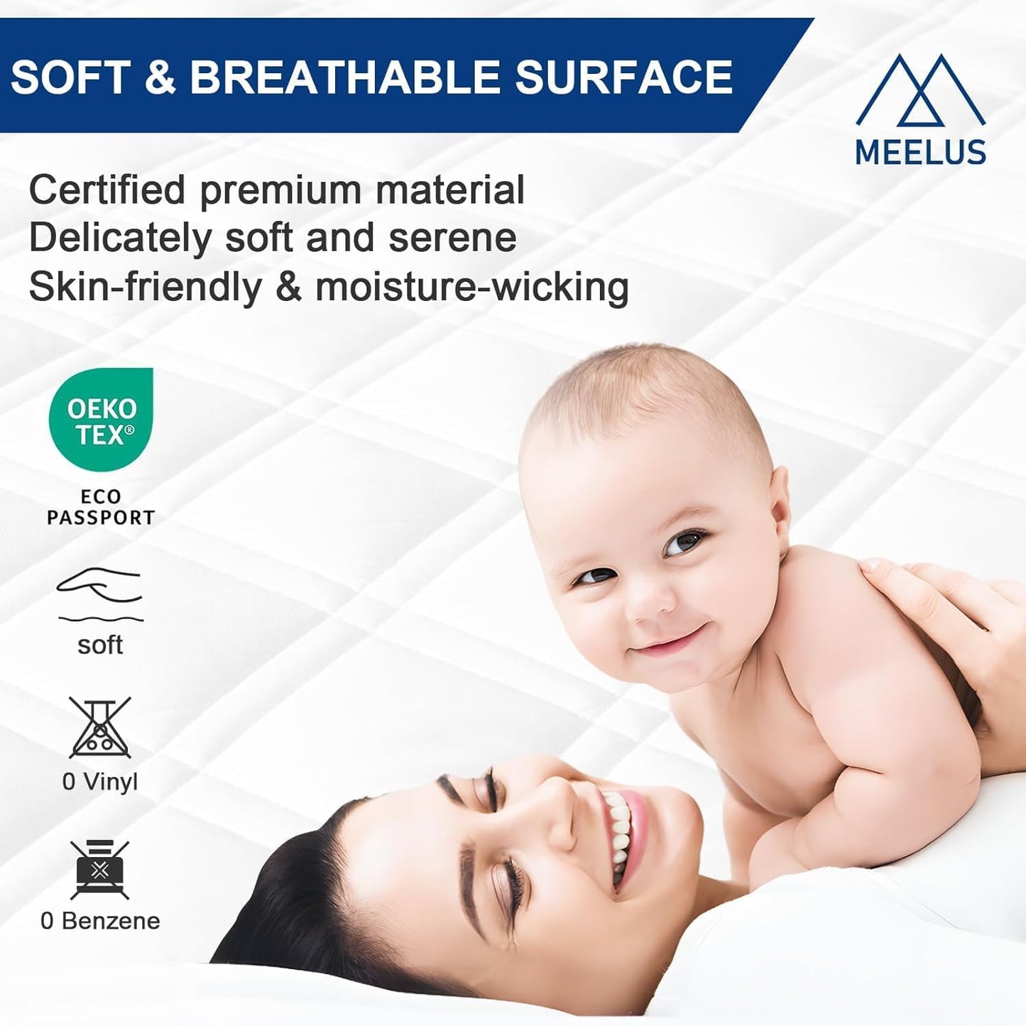 Queen Mattress Protector Waterproof, Mattress Pad Fitted Deep Pocket 8"-21"