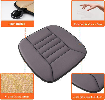 kingphenix Car Seat Cushion with 1.2inch Comfort Memory Foam, Seat Cushion for Car and Office Chair (Black)