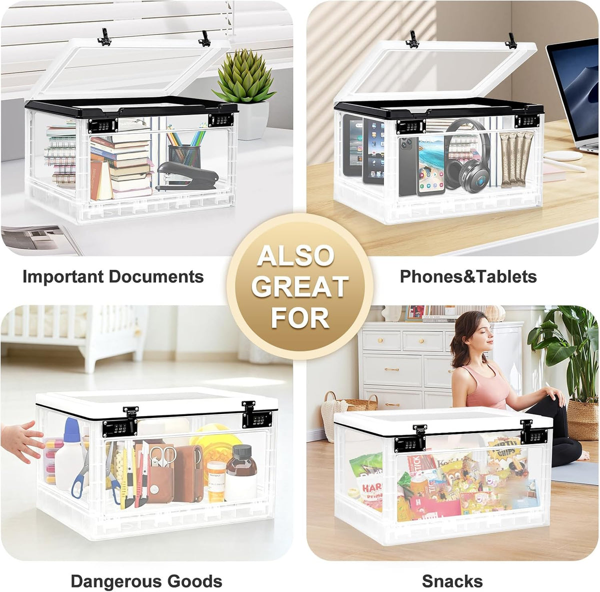 Lalifebuss Large Lock Box for Personal Items, 24 Litre Combination Lockable Storage Box for Office Locker/School/Medicine/Snacks/Phone Jail/Electronic/Home