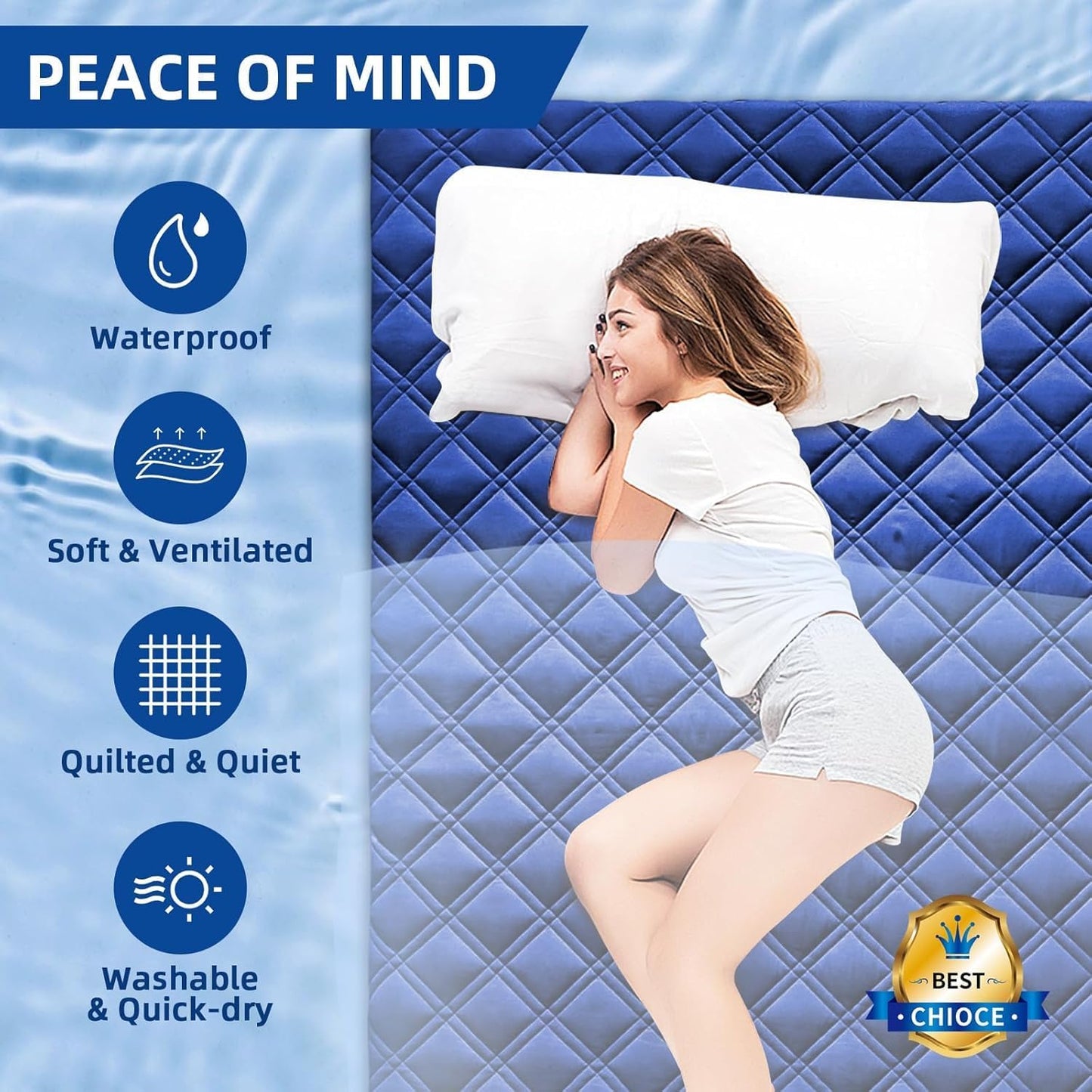 MEELUS Padded Queen Mattress Protector, Breathable Waterproof Mattress Pad Cover Fitted Deep Pocket 8"-21", Soft Noiseless Mattress Cover Washable Cooling for Home Hotel Bedroom, White
