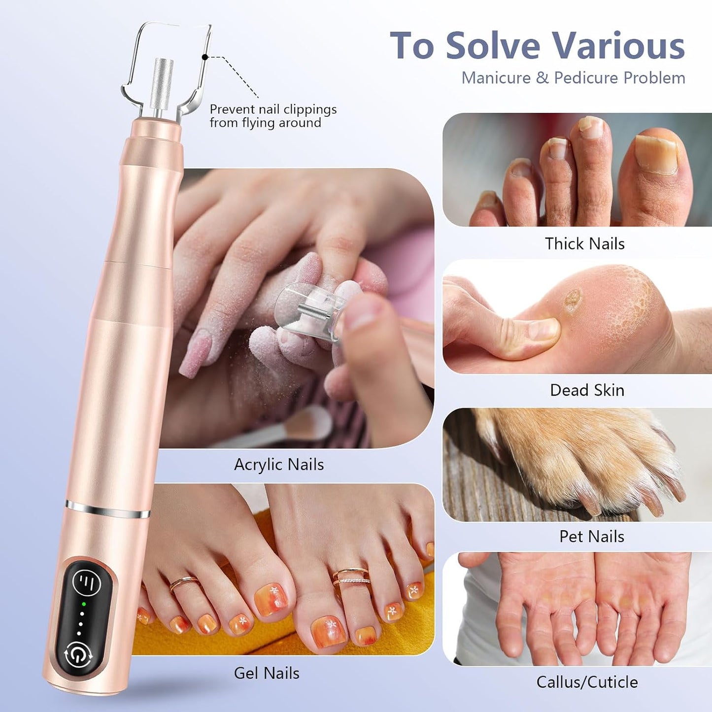 TUOBEO Cordless Nail Drill Electric Nail File Kit, Rechargeable Efile Set, Portable Acrylic Gel Nail Polish Remover Machine, Pedicure Manicure Tool, 11 Bits, 56 Sanding Bands, Salon Home, Purple