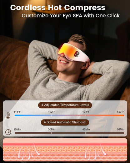 Anydance Heated Eye Mask - Cordless Eye Mask for Dry Eyes, Eye Relief, Improved Sleep, Timed Shutdown, 4 Temperature, Washable Eye Heating Pad for Travel, Removable for Cleaning - Black