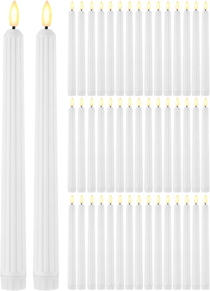 Treela 72 Pcs Flameless LED Taper Candles Battery Operated Candles Bulk 11 Inch Flickering Fake Candlesticks with Warm Light for Valentines Day Church Wedding Party Battery Not Included(Classic,Ivory)