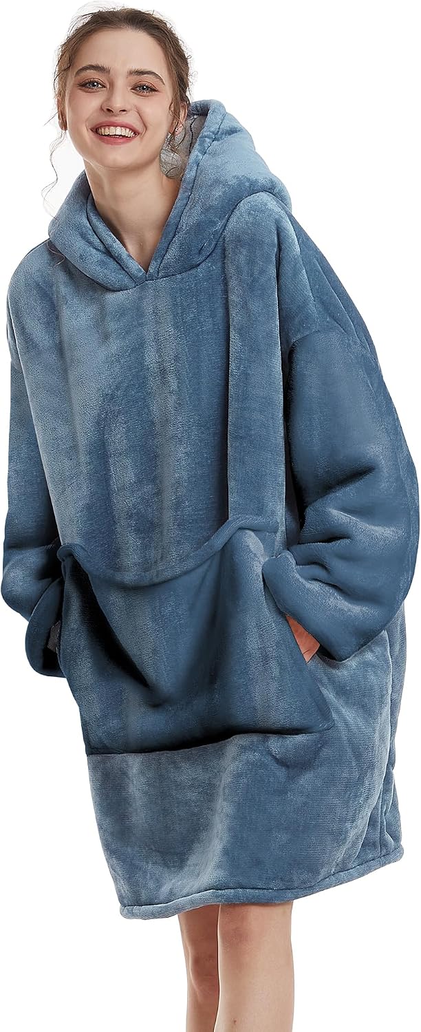 Aemilas Wearable Blanket Hoodie - Warm Sherpa Blanket Sweatshirt as Gifts for Adult Women Mom Men, One Size Fits All