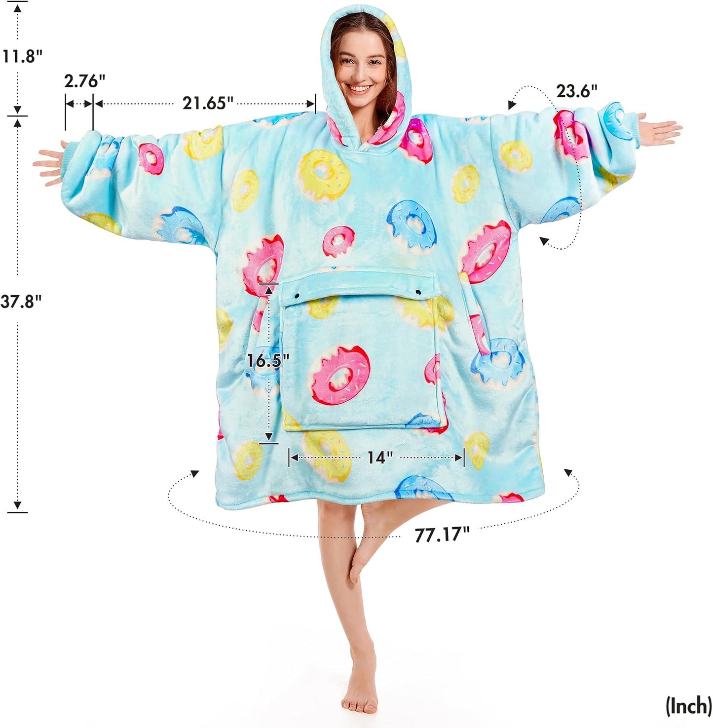 Narecte Cozy Oversized Blanket Hoodie Wearable Blanket Adults Soft Hooded Blanket Hoodie Birthday Gifts for Women Christmas - Colors B
