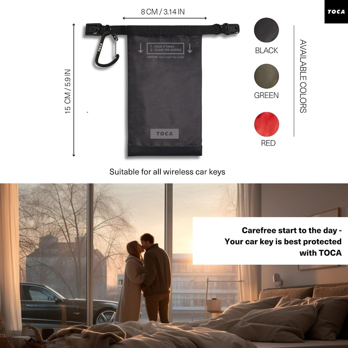 TOCA Faraday Pouch and Security Bag for Smartphones, GPS, RFID, Data Blocker, Shielding Purse, Travel, Anti-Hacking & Anti-Tracking, Privacy Protection Black