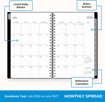 Blue Sky 2026-2027 Weekly and Monthly Academic Year Planner Calendar, July 2026 - June 2027, 8.5" x 11", Flexible Cover, Wirebound, Laminated Tabs, Enterprise