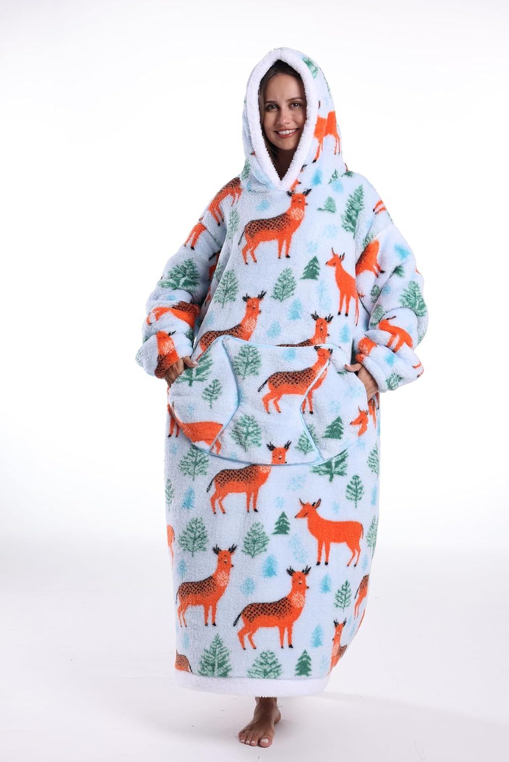 Capecage Blanket Hoodie, Long Hooded Blanket Sweatshirt as Birthday Gifts for Women Men, Long Wearable Blanket for Women Men.
