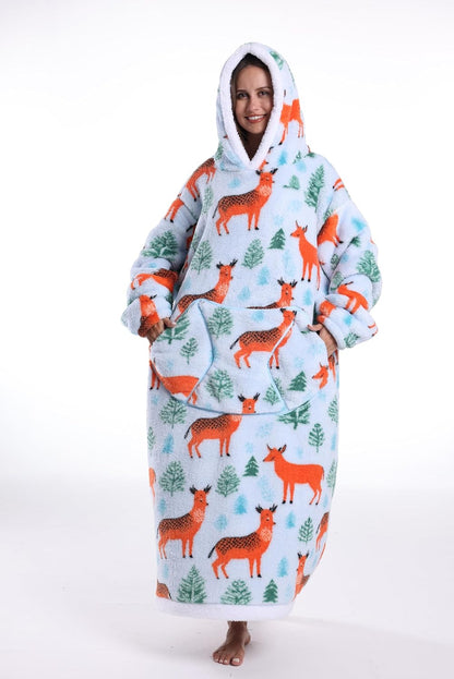 Capecage Blanket Hoodie, Long Hooded Blanket Sweatshirt as Birthday Gifts for Women Men, Long Wearable Blanket for Women Men.