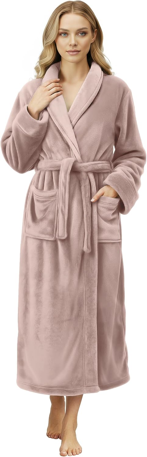 NY Threads Premium Womens Robe, Plush Fleece Long Bath Robe for Women, Fluffy Soft Women's Bathrobe