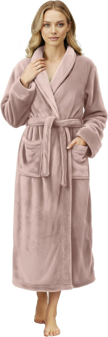NY Threads Premium Womens Robe, Plush Fleece Long Bath Robe for Women, Fluffy Soft Women's Bathrobe