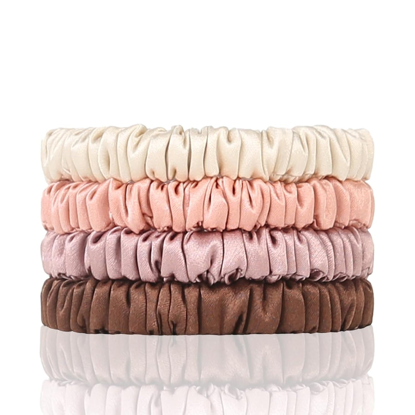 22 Momme 100% Pure Mulberry Silk Scrunchies (4 PCS) - Small Hair Elastics and Ties for Women, Sleep Hair Care, No Damage, Black