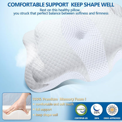 CHxxy Cervical Neck Pillow for Pain Relief Sleeping, Memory Foam Pillows