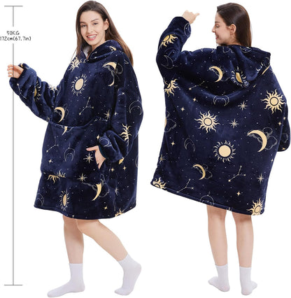 Aemilas Wearable Blanket Hoodie - Warm Sherpa Blanket Sweatshirt as Gifts for Adult Women Mom Men, One Size Fits All