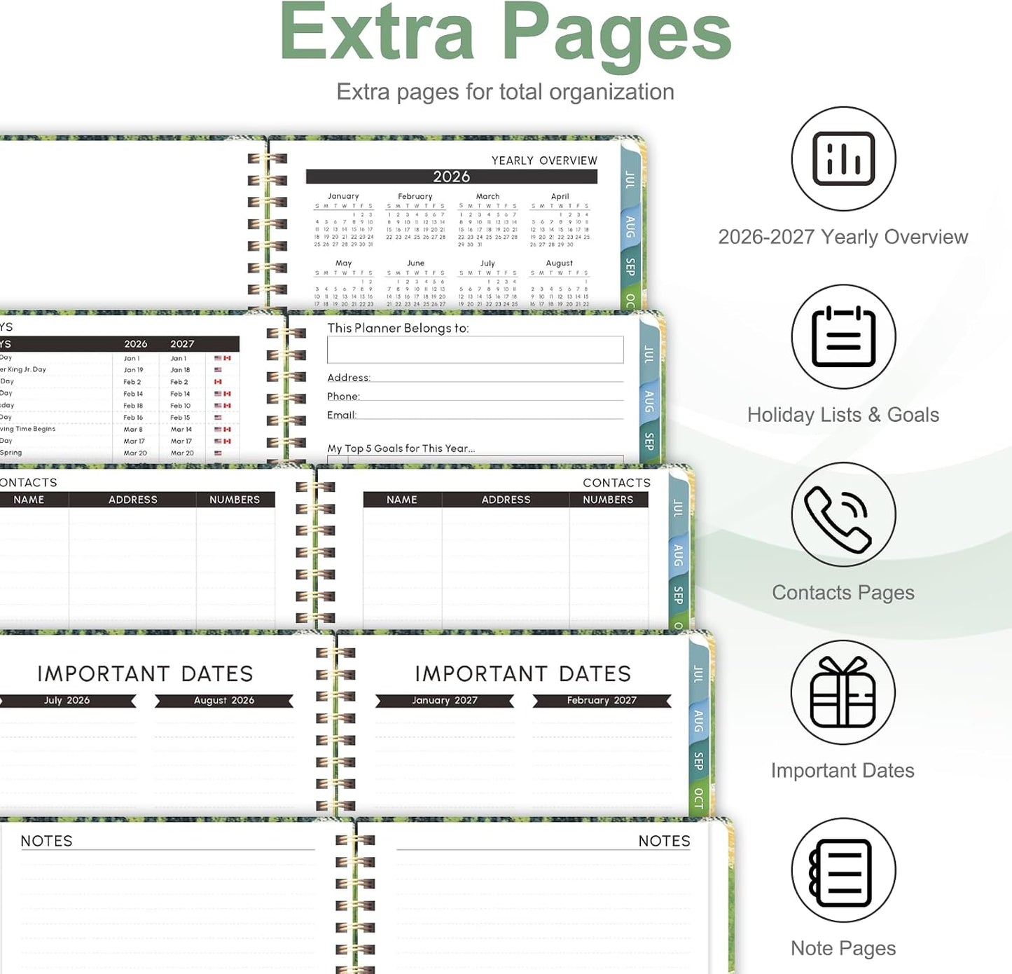 Planner 2026-2027, Weekly and Monthly Calendar Planner, JUL 2026 - JUN 2027 | A5(6.3'' x 8.5''), Hardcover, Agenda Book, Sprial Bound, Inner Pocket, Office and School Use