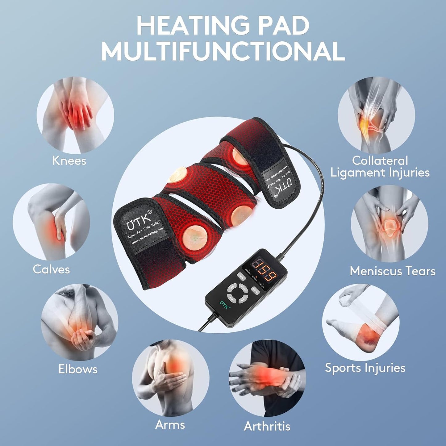 UTK 5X Far Infrared Heating Pad, Heated Wrap with Jade for Arm Joint Elbow, FSA-HSA Eligible, Hotter to 159℉, 4H Auto Off & Memory Function, 120" Extension Cord, Birthday Gifts for Men Women Mom Dad