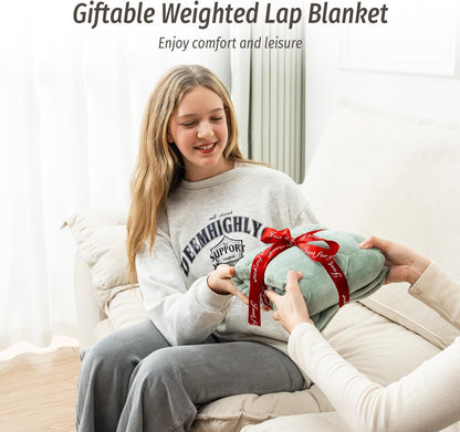 Wemore Weighted Lap Blanket 7lbs for Adults, Small Weighted Blanket Throw for Travel, Soft Weighted Lap Pad for Relaxation, Calming, Napping and Sleeping, Machine Washable, Light Grey 29" x 24"