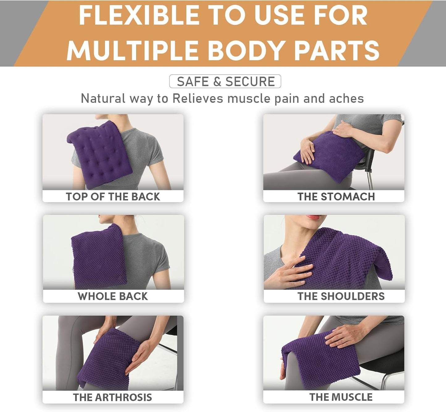UNCN Wide Microwave Heating Pad with Washable Cover 9.5 x 16in Microwavable Hot Pad for Neck Shoulder, Cramps, Back Cordless Warm Compress Weighted Moist Heat Pack for Aches, Unscented