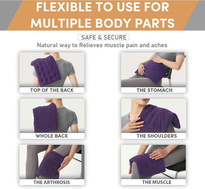 UNCN Wide Microwave Heating Pad with Washable Cover 9.5 x 16in Microwavable Hot Pad for Neck Shoulder, Cramps, Back Cordless Warm Compress Weighted Moist Heat Pack for Aches, Unscented