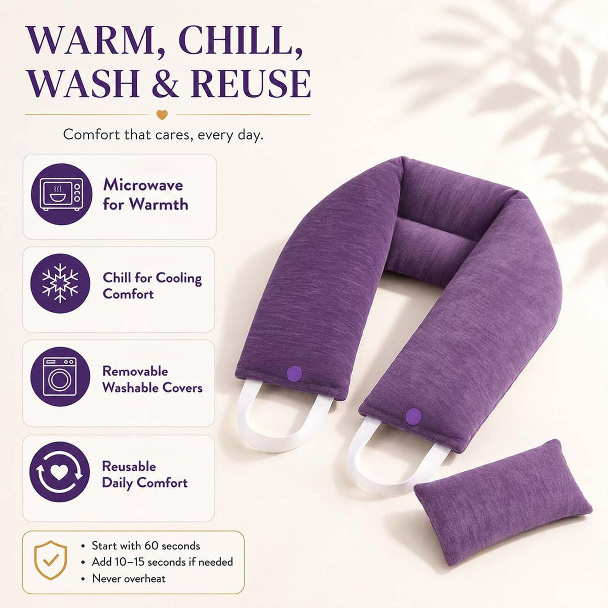 Premium Lavender Microwavable Neck Wrap Set, Heating Pad with Eye Pillow