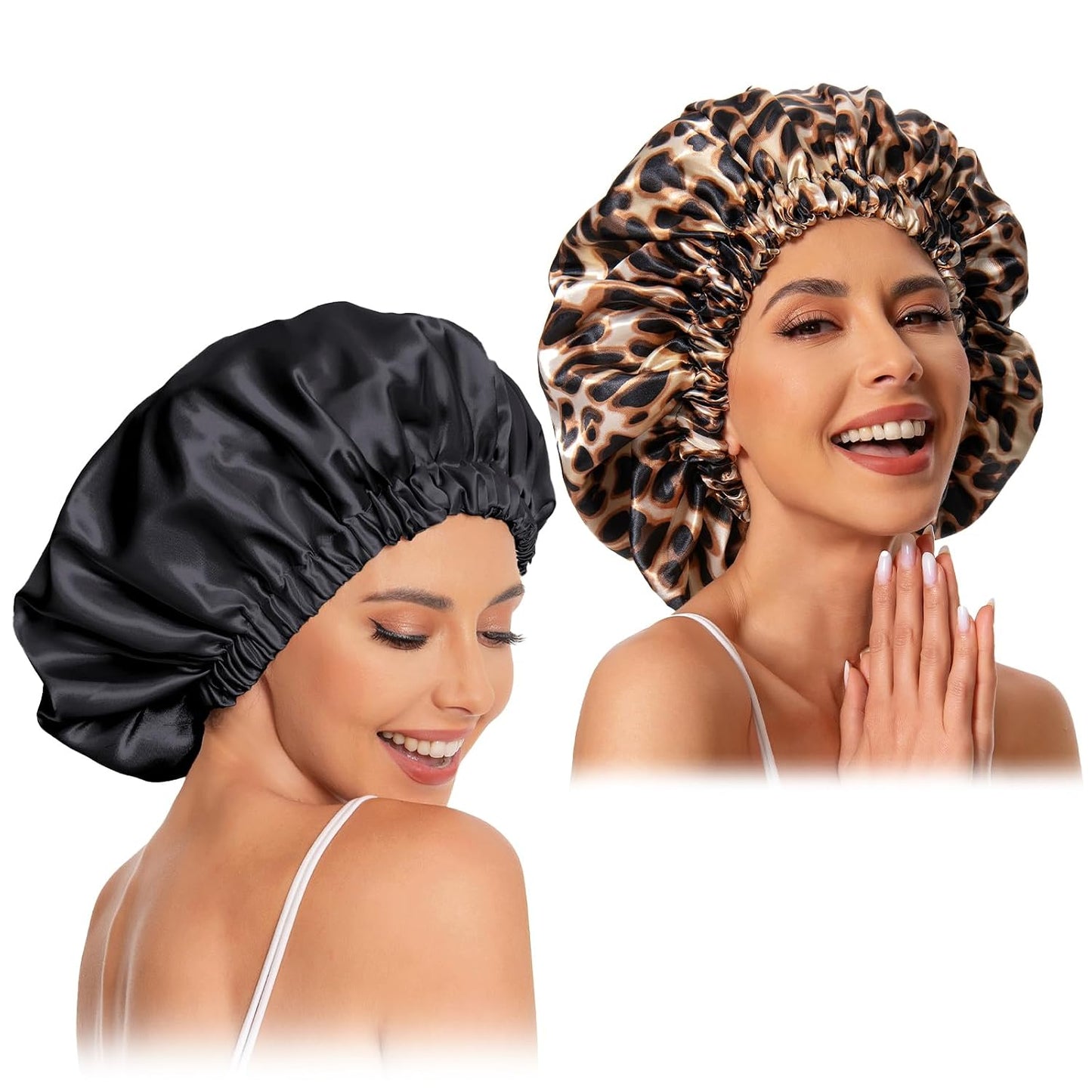 Satin Bonnet Silk Bonnet Hair Bonnet for Sleeping-Slouchy Beanie Hat Satin Sleep Cap for Women's Natural & Curly Hair(Blue Zircon)