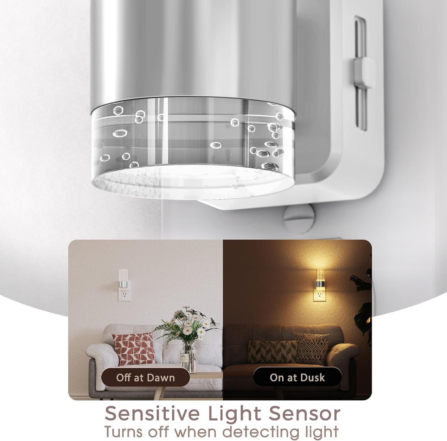Briignite Night Lights Plug into Wall, Modern LED Night Light Plug in, Dusk to Dawn Sensor,Amber Night Light 0-100LM Adjustable Brightness, Dimmable NightLight for Hallway, Bedroom, Stairway, 2 Pack