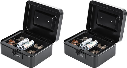KYODOLED Small Cash Box with Combination Lock & Removable Money Tray, Black