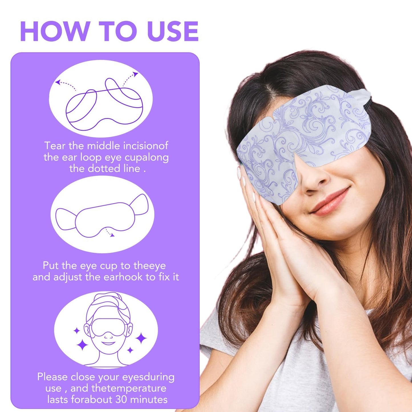 XPCARE 24 Pack Steam Eye Masks for Dry Eyes, Self Heated Steam Warm Eye Mask, Disposable Heated Eye Mask for Dark Circles, Puffy Eyes, Relief Stress Eye Fatigue (Unscented)