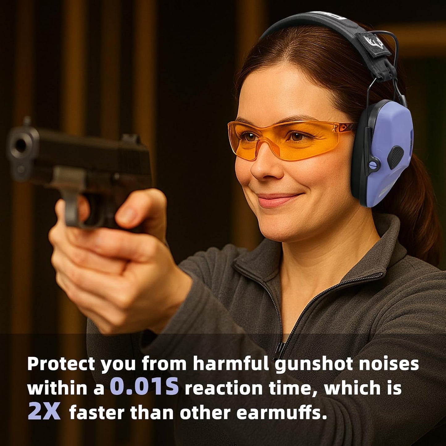 PROHEAR Electronic Ear Protection for Shooting with 4X Sound Amplification, Gun Range Hearing Protection Muffs, NRR 23dB Noise Reduction Headphones for Hunting, Green