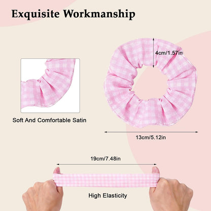 Satin Scrunchies for Women – 8PCS Blush & Brown Silk Hair Ties Set – No Crease, Frizz-Free, Gentle Elastic Hair Bands, Soft & Stylish Everyday Hair Accessories Gifts