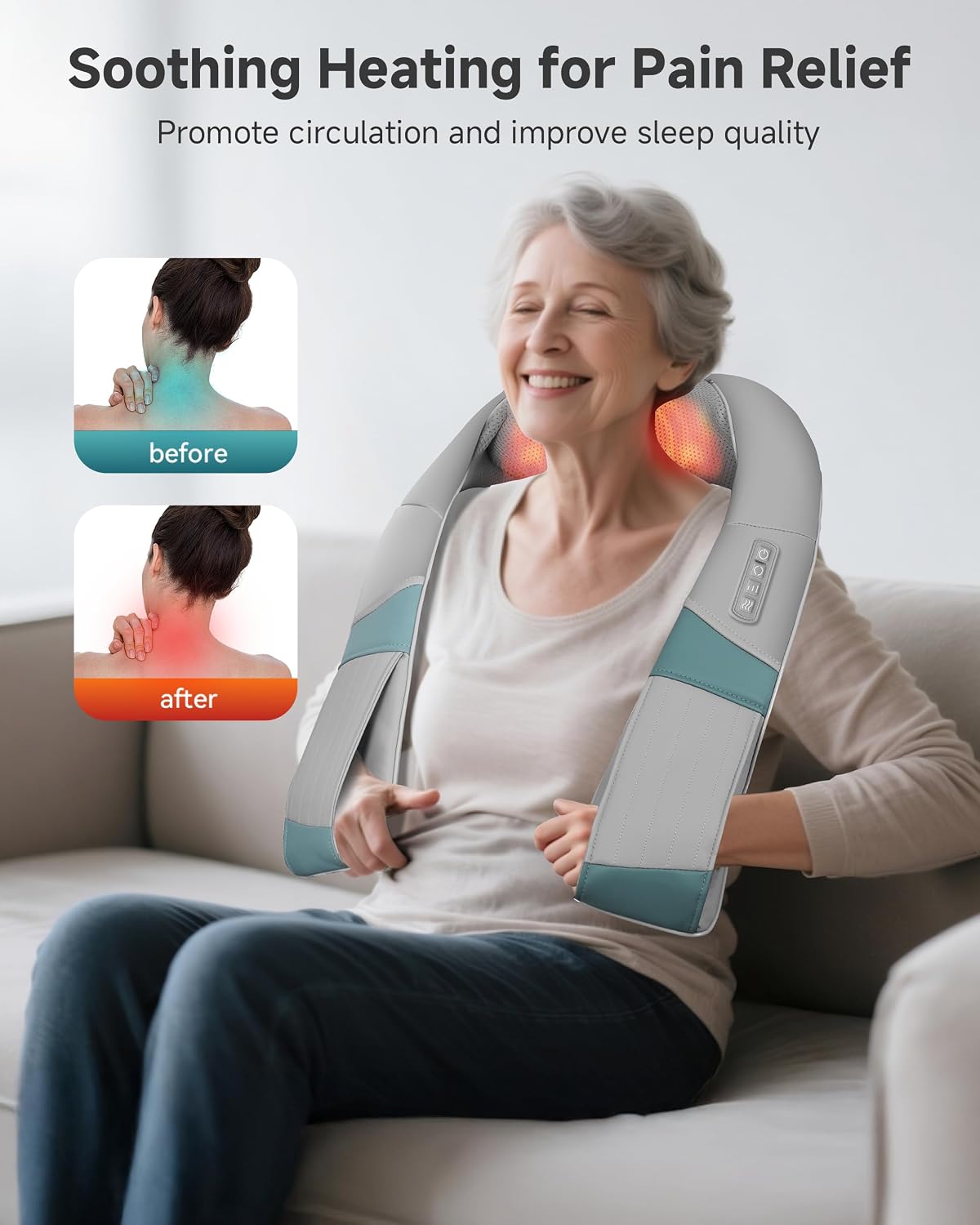 Snailax Cordless Massager - Shiatsu Neck and Shoulder Massager with Heat, FSA Eligible, Portable, Lumbar, Back Electric Massage Pillow, Gift for Woman, Mom, Dad