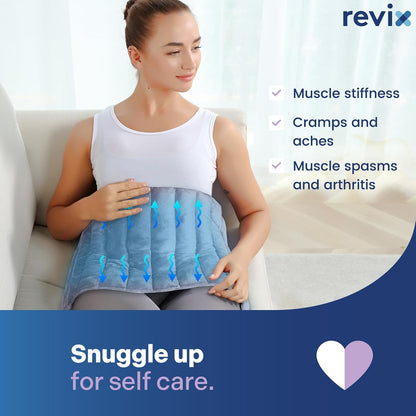 REVIX Extra Large Heating Pad Microwavable for Back with Moist Heat, Microwave Heated Wrap for Full Back, Neck Shoulder and Muscles, Rose Velvet XXL Rice Bean Bag