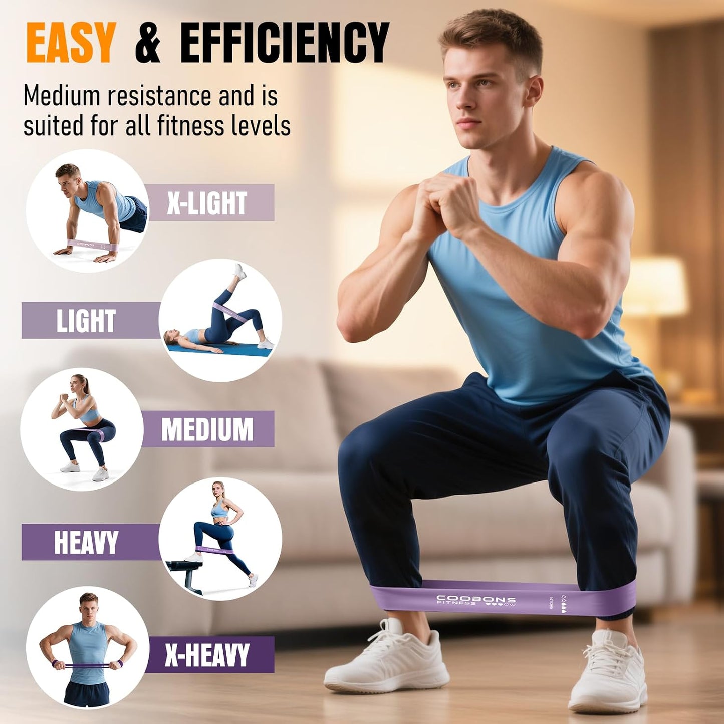 Resistance Bands for Working Out, Exercise Bands Resistance Bands Set with 5 Resistance Levels, Latex Loop Bands for Women Men, Workout Bands for Legs, Glutes, Strength Training, Yoga, Home Gym
