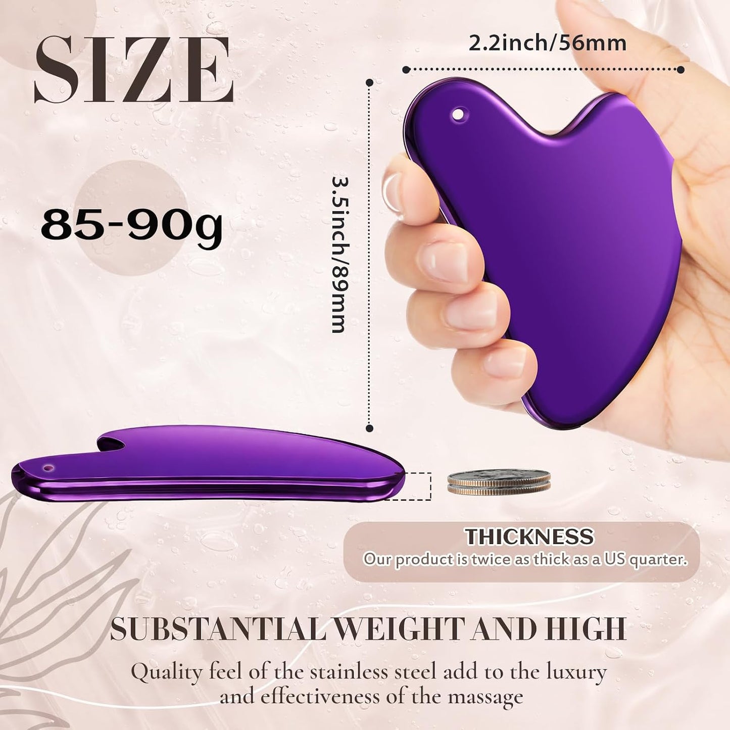 Nuanchu Stainless Steel Gua Sha Facial Tool, Metal Gua Sha for Lymphatic Drainage, Guasha Face Sculpting Double Chin Reduce with Pouch Self Care Gift(304 Stainless Steel,Silver)