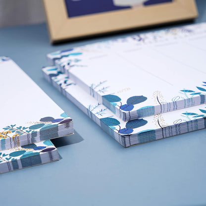 Weekly Planner Notepad Tear Off Set of 2 Weekly Calendar Pad 52 Undated To Do List Notepad Sheets Desk Planner Planning Pads Productivity Tracker for Work Goals Notes Schedule Ideas, Floral Blue