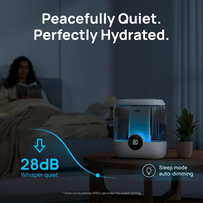 DREO 6L Humidifiers for Bedroom, 60H Runtime, 28 dB Quiet, HM524 | Precise Humidity Control, Easy to Refill & Clean, Nightlight, Cool Mist Humidifiers for Large Rooms, Baby Nurseries & Plants