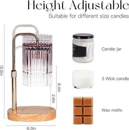 Candeldo Candle Warmer Lamp with Timer: Black Candle Warming Lamp Height Adjustable Wax Melt Warmer Dimmable Modern Farmhouse New Home Bedroom Decor Mothers Day Housewarming Gift for Women