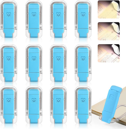 VZZNN 12 Pack Reading Light,Rechargeable Book Light for Reading in Bed,Clip-On Book Lights with 3 Color Temperature,Bulk Gifts for Book Lovers Kids Adults（White）