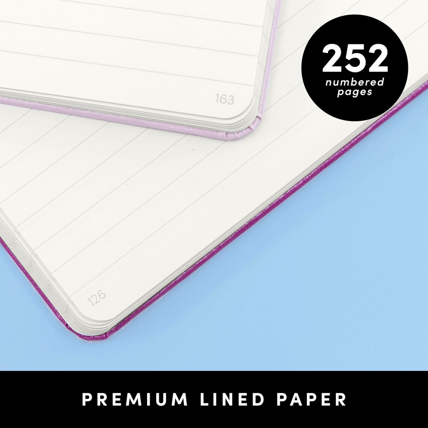 PAPERAGE Lined Journal Notebook, Hardcover Journal for Women & Men, 160 Pages, (5.6 in x 8 in), College Ruled Journaling Notebook for Work, School Supplies & Note Taking, (Black)
