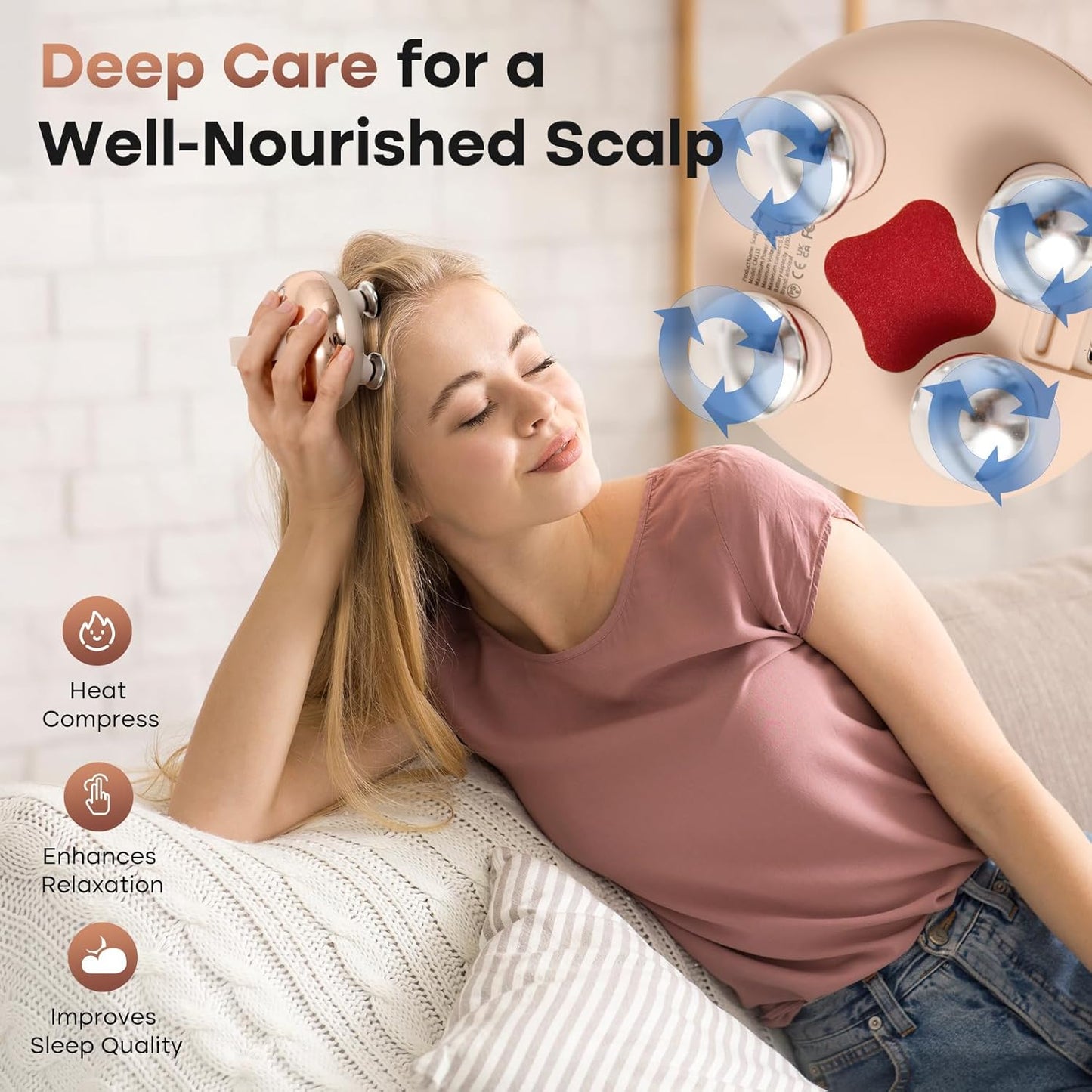 arboleaf Electric Scalp Massager Head Massager Scalp Stress Relax, 5 in 1 Kneading 128 Massage Nodes, Waterproof Hair Massage with 8 Removable Claws Cat Scratcher, Gift for Dad Mom