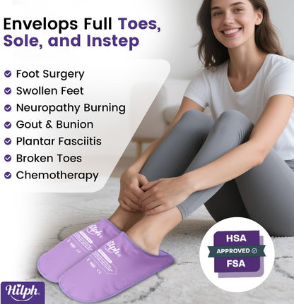 Hilph Foot Ice Pack Slippers,1 Pair Ice Pack for Foot and Toes for Plantar Fasciitis, Gout, Bunions & Neuropathy Relief, HSA or FSA Eligible Hot Cold Therapy Gel Slippers for Surgery Recovery, Blue