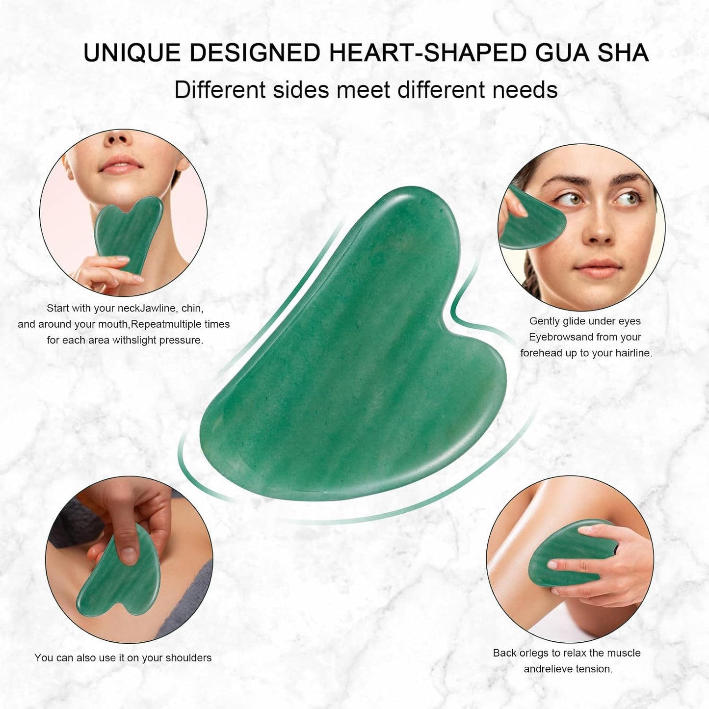 Jade Roller for Face, Facial Roller Massager Skin Care Tool, Gua Sha Facial Tools for Face, Neck, Eyes, Reduce Puffiness of The Skin - White
