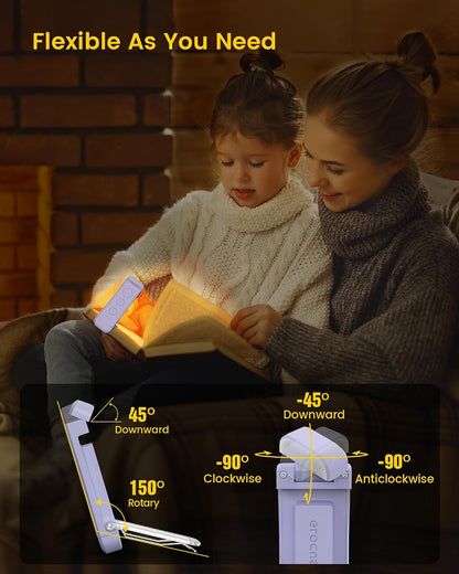 Glocusent USB Rechargeable Book Light, Portable Clip-on LED Reading Light