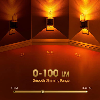 Briignite Flameless Candle Night Light, 2 Pack, Night Lights Plug into Wall, Candle Nightlight with Light Sensor, 0-100LM Dimmable LED Night Light Plug in, 1800K Amber Nightlight for Hallway Bathroom