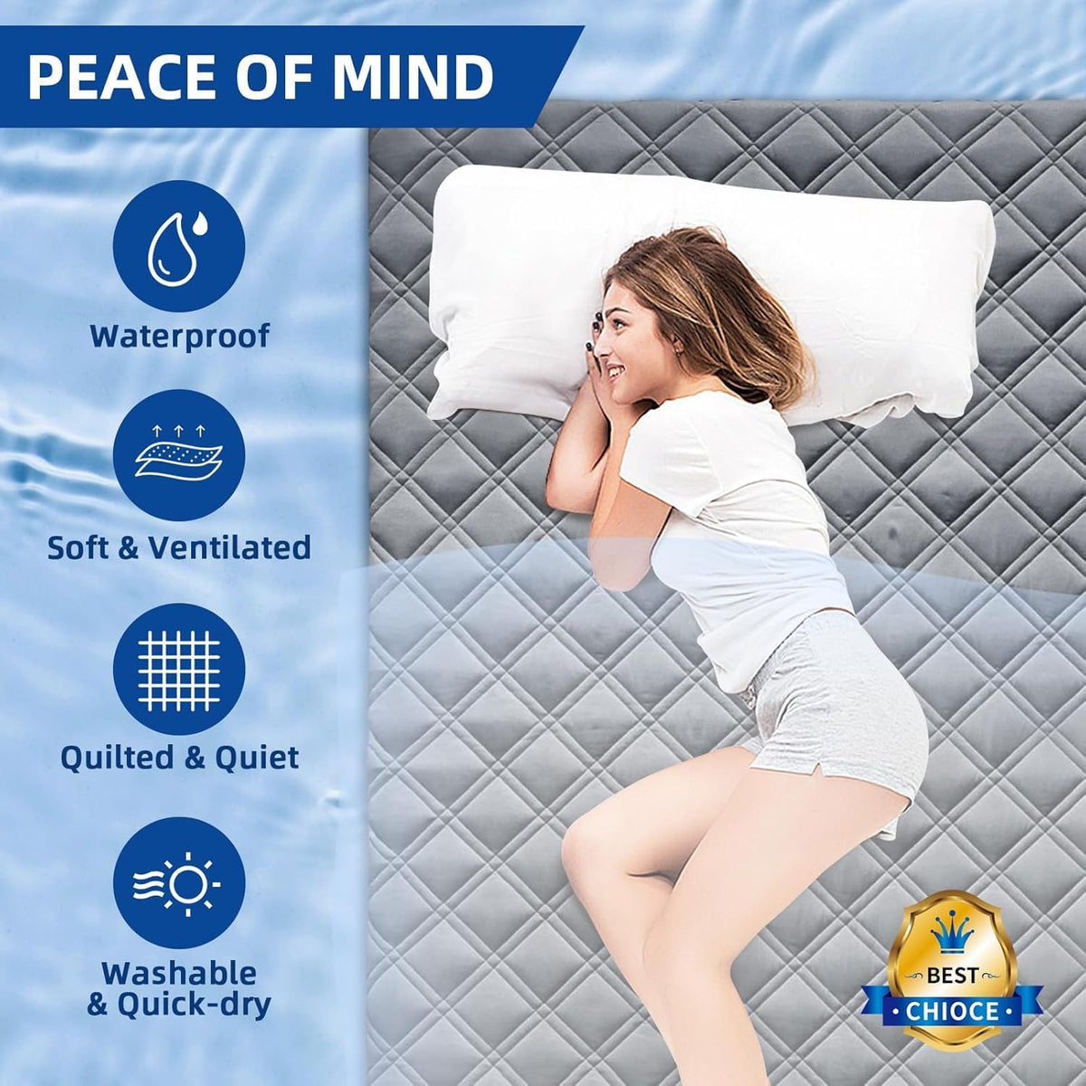 Queen Mattress Protector Waterproof, Mattress Pad Fitted Deep Pocket 8"-21"
