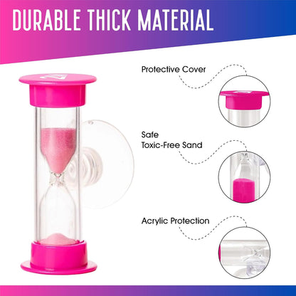 2 Minute Toothbrush Sand Timer for Kids - Set of 2 Small Blue and Pink Smiley Hourglass