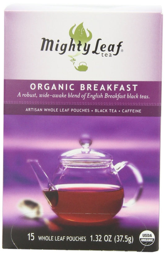 Mighty Leaf Breakfast Black Tea - Premium Caffeinated Black Tea 45 Pouches