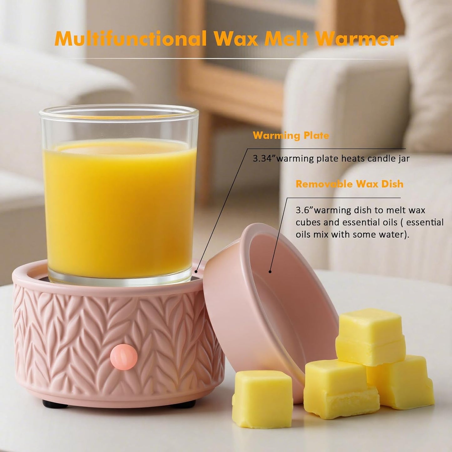 EQUSUPRO Wax Melt Warmer for Scented Wax Melts 3-in-1 Electric Ceramic Candle Wax Warmer Burner Fragrance Wax Melter for Home Office Bedroom Gift & Decor (Leaf)